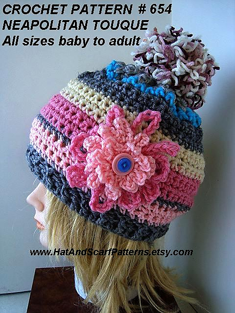 654 CROCHET TOUQUE, Neapolitan