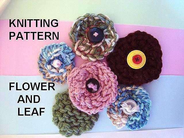 688 knit flower and leaf