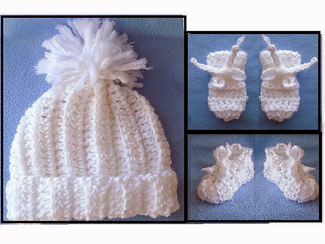 764 BABY BOOTIES, HAT, MITTENS
