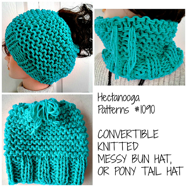 1090- MESSY BUN HAT and cowl