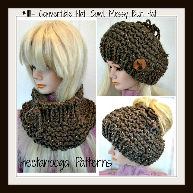 #1111- Hot Cocoa Hat-Cowl-Messy Bunl