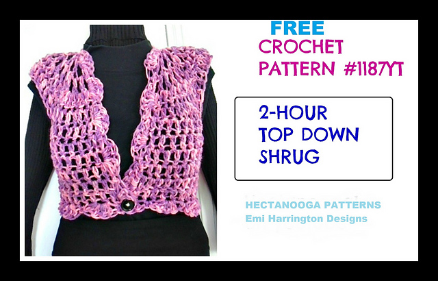 1187yt- 2 HOUR-TOP DOWN Shrug