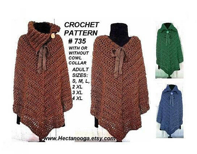 735 cowl neck poncho