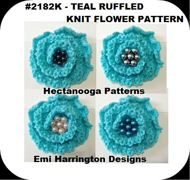 2182K - Teal Ruffled Knit Flower