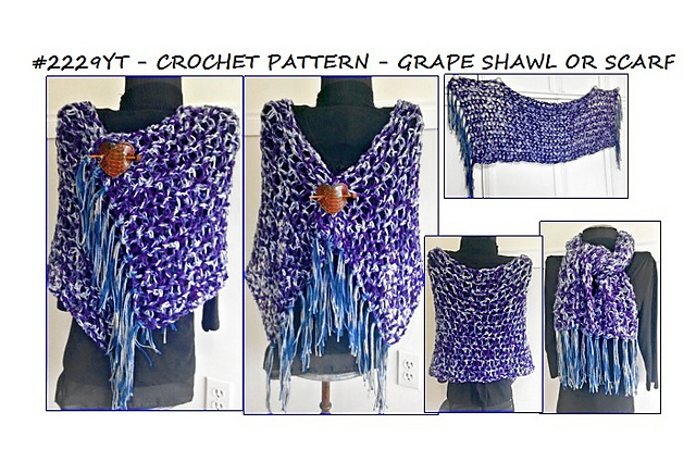 2229yt- GRAPE Rectangle Shawl