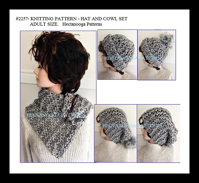 2257k - Knit Hat and Cowl