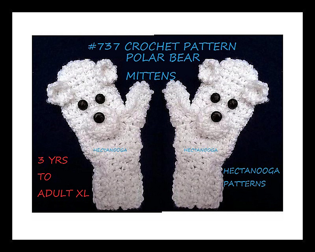 737 Polar Bear Crochet Mittens