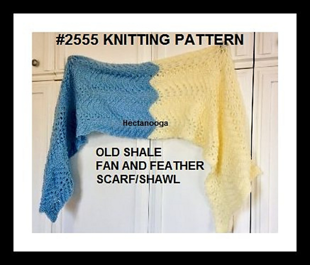 2555-Old Shale Fan and Feather Scarf-Shawl