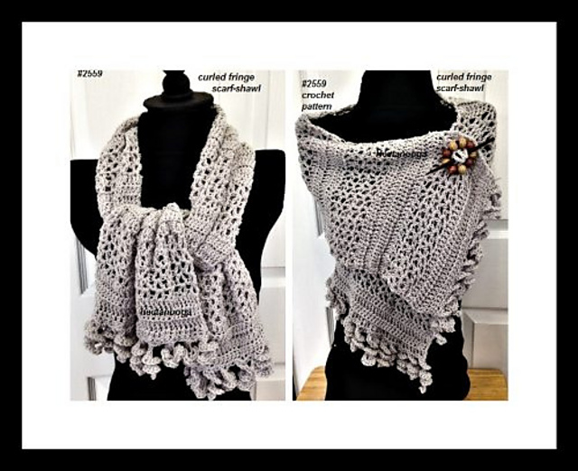 2559- Curled Fringe Scarf-shawl