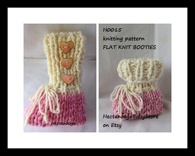 H0015- Flat-Knit Baby Booties # 1