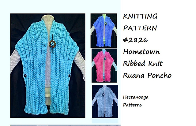 2826 - Ribbed Ruana Poncho