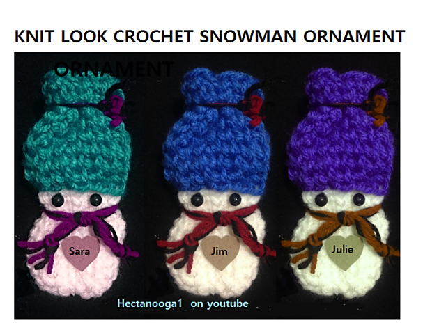 KNIT LOOK snowman Christmas ornament
