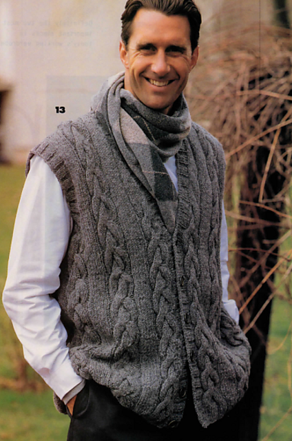 #13 Man's Loose-Fitting Cabled Cardigan