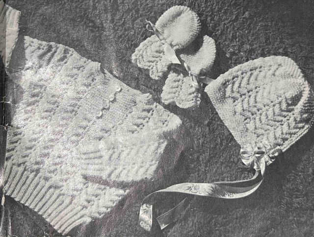 Heather - Bonnet, Booties, Mittens, Jumper
