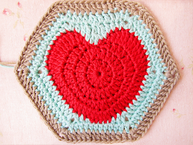 The Hearty Hexagon Crochet Motif