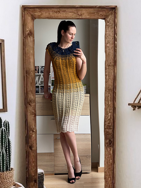 chinese dress ladies MUUSA crochet tutorial: Lace midi dress with short sleeves  Maana Crafts