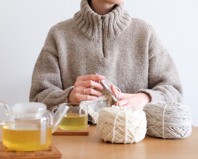 Double rib zip sweater