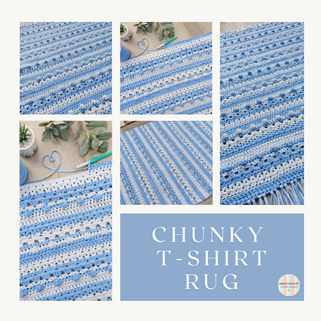 Stripy Chunky Texture Tshirt Yarn Rug