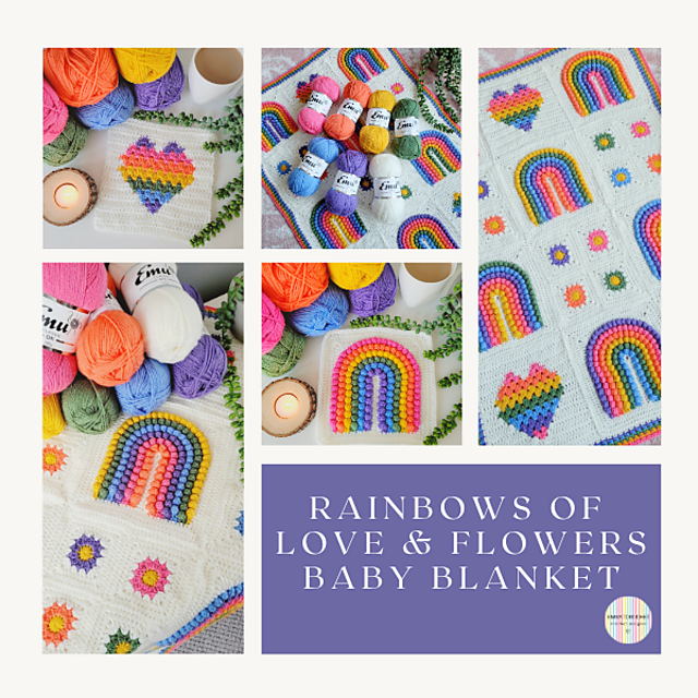 Rainbows of Love & Flowers Baby Blanket