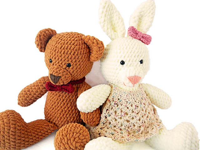 Benjamin Teddy Bear and Bonny Rabbit Amigurumi