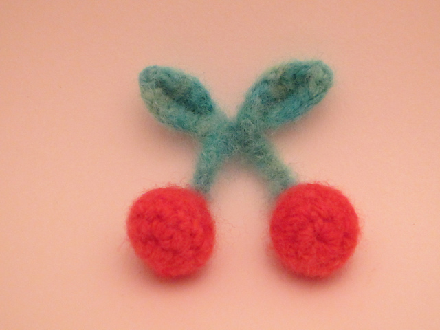 Felted Cherry Brooch