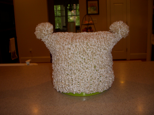 Square Hat with Pom Poms