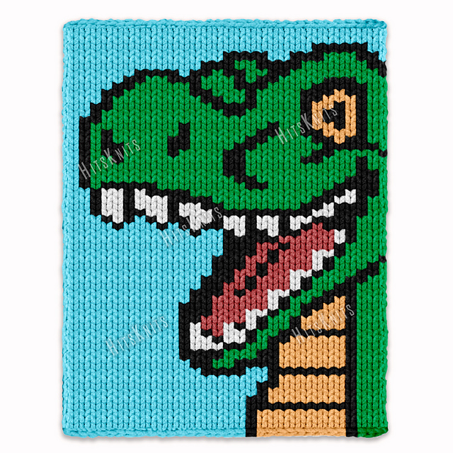 Dinosaur Finger Knit Blanket