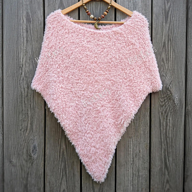 Knit Faux Fur Poncho Cape
