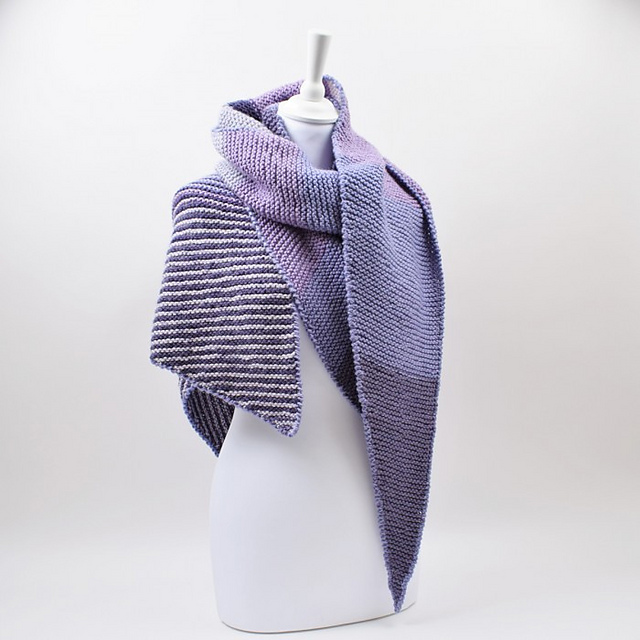 Asymmetric Shawl with Stripes