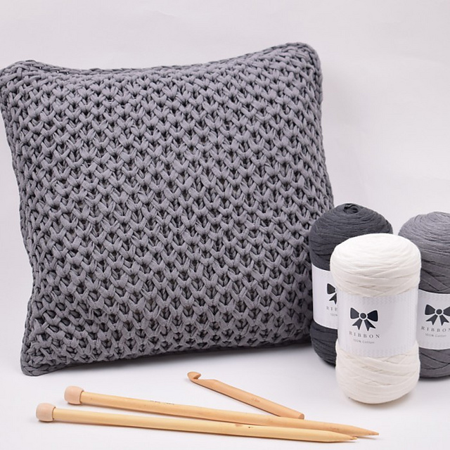 Knitted Smock Stitch Cushion