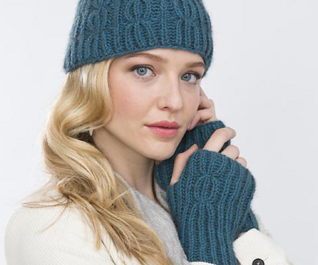 Cable Rib Hat and Wristers