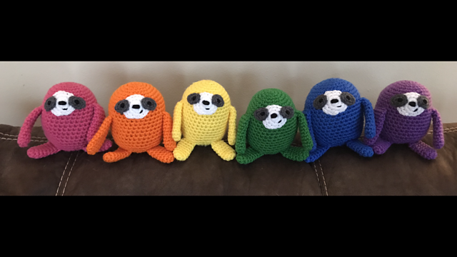 Rainbow of Amigurumi Sloths
