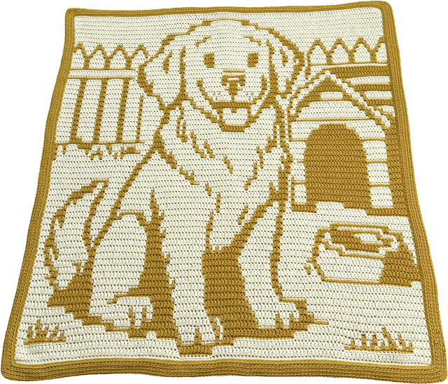 Golden Pup - Overlay Mosaic Crochet Baby Blanket