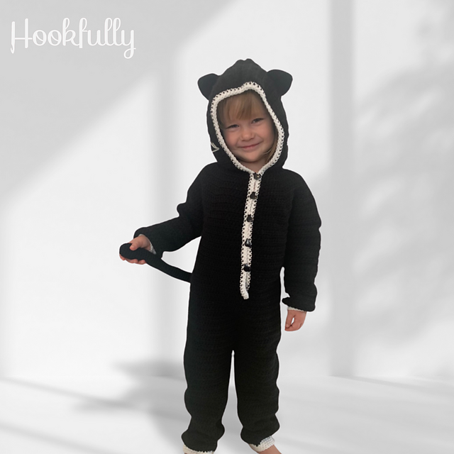 Black cat kids onesie costume