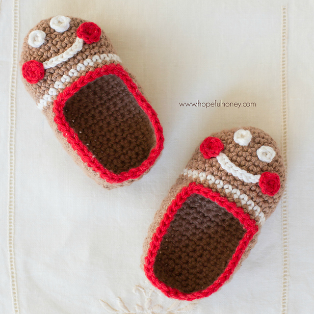 Gingerbread Man Baby Booties