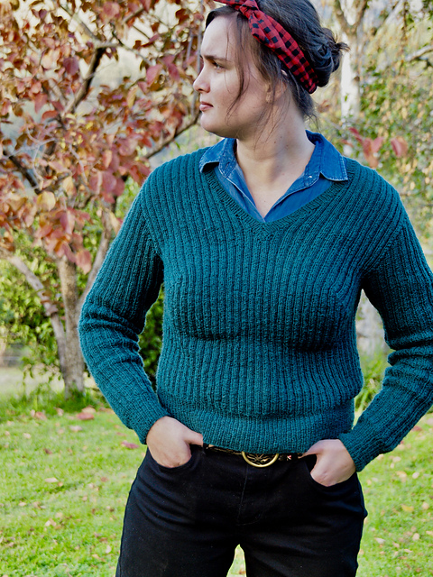 A V-necked Pullover