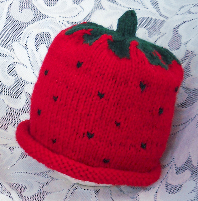 Strawberry Knit Winter Baby Hat