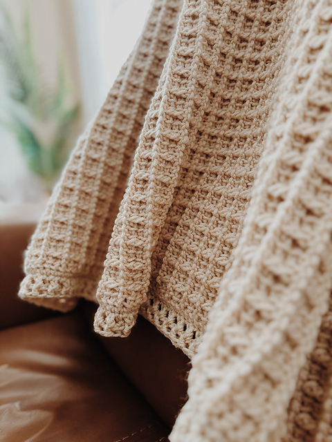 Tunisian Crochet Waffle Stitch Blanket