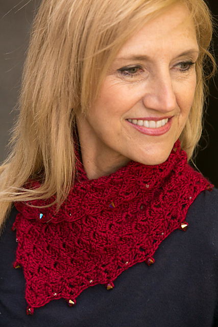 Crimson Beaded Neck Wrap