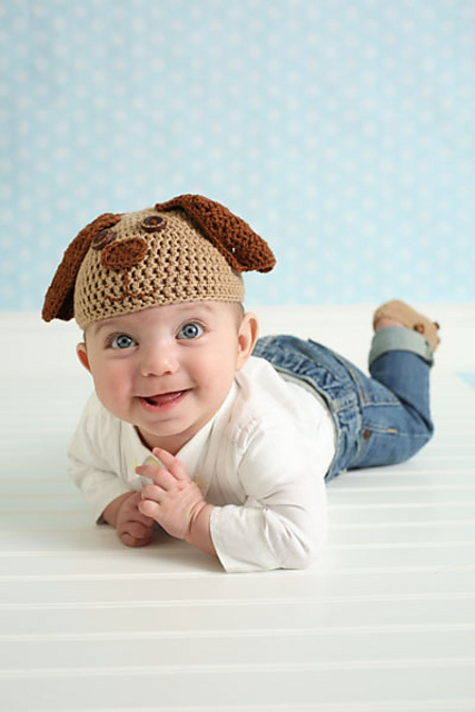 Baby Puppy Hat and Booties Set