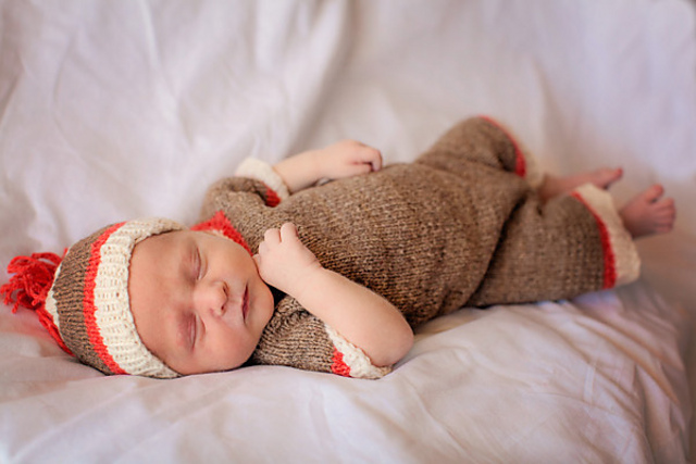 Sock Monkey Hat and Romper Set