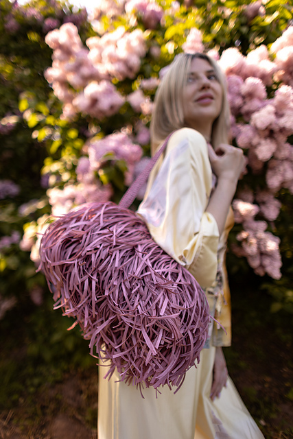 Fringe raffia clutch