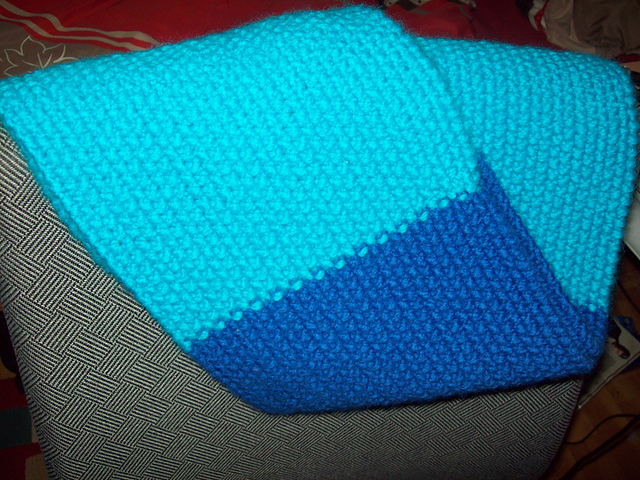 Seed Stitch Striped Scarf (reversible; +infinity)
