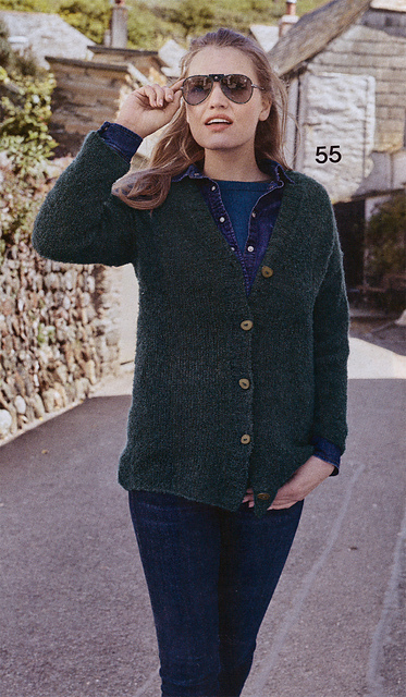 # 55 Cardigan in Petroltönen