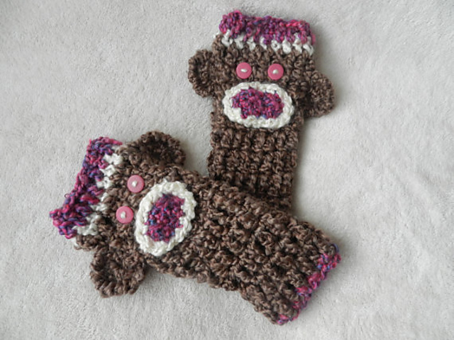 Sock Monkey Fingerless Gloves