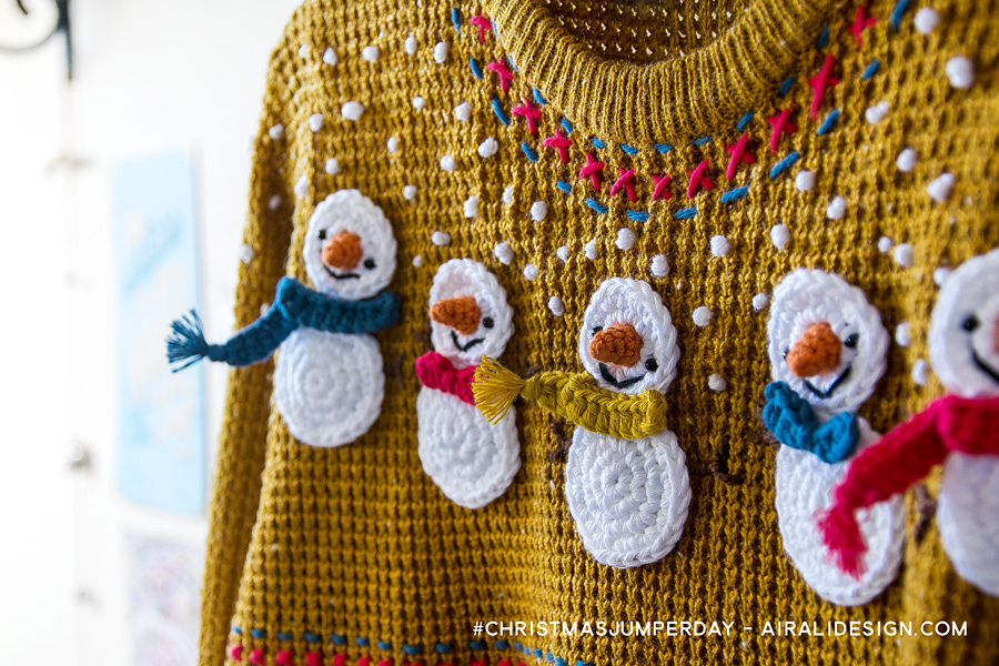 pupazzi di neve a uncinetto per decorazioni o applicazioni schema gratis