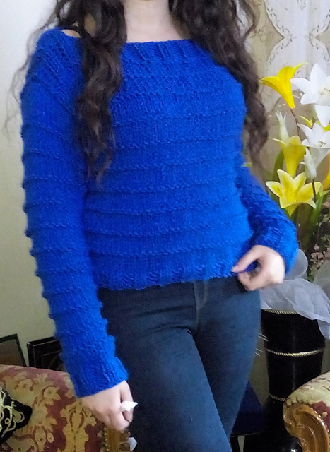 Boat Neck Cropped Chunky Sweater