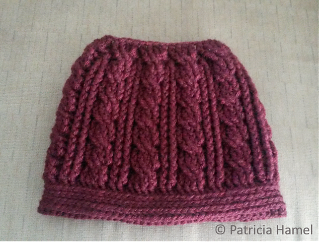 Cabled Messy Bun Beanie