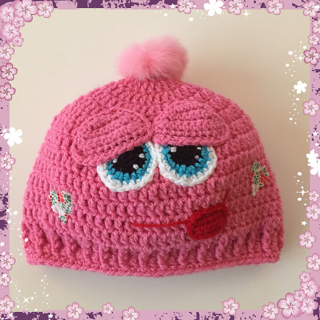 Pink smiley beanie