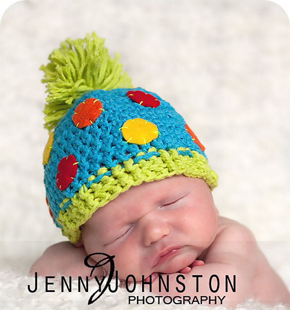 Polka Dot Pom Pom Hat